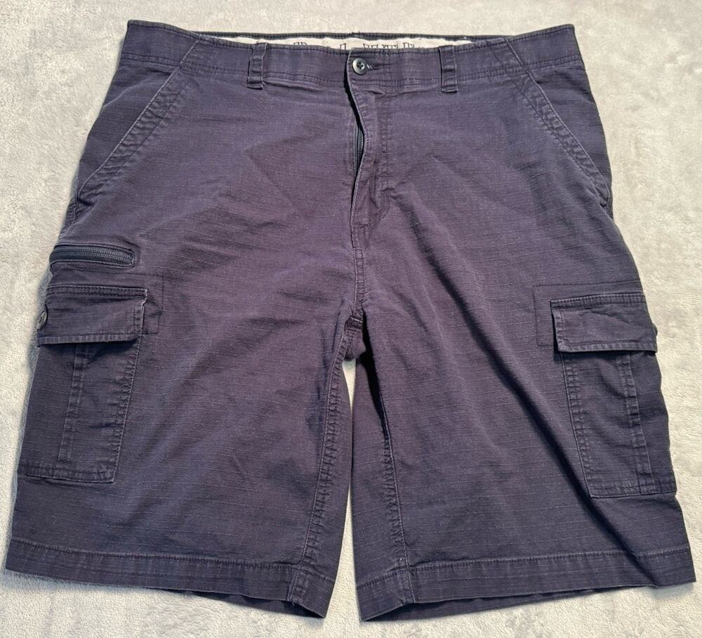 Men’s 40 WearFirst Navy Blue Ripstop Cargo Shorts Utility Zip Gorpcore Hiking